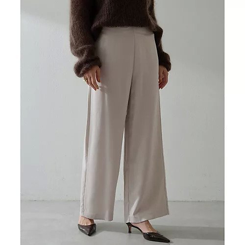 【ウィムガゼット/Whim Gazette】のフィブリルパンツ インテリア・キッズ・メンズ・レディースファッション・服の通販 founy(ファニー) 　ファッション　Fashion　レディースファッション　Fashion for Women　パンツ　Pants & Trousers　エレガント 上品　Elegant　ヴィンテージ　Vintage Style　キュプラ　Cupro, Eco Fabric　サテン　Satin, Glossy Fabric　ストレート　Straight, Straight Cut　とろみ　Fluid, Flowy Fabric　フィット　Fit, Slim Fit　ワイド　Wide, Wide Fit　2025年　2025　2025-2026秋冬・A/W　Autumn/Winter 2025–26 AW25–26　ピンクベージュ|ID: prp329100004760586 ipo3291000000034451817