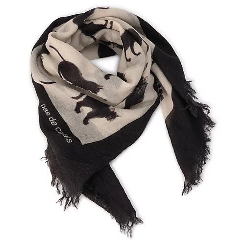 【パドカレ/pas de calais】の25AWCatnoirプリントスカーフ インテリア・キッズ・メンズ・レディースファッション・服の通販 founy(ファニー) 　ファッション　Fashion　レディースファッション　Fashion for Women　2025年　2025　2025-2026秋冬・A/W　Autumn/Winter 2025–26 AW25–26　カットオフ　Cut-Off Design　スカーフ　Scarf, Neckwear　ツイル　Twist, Twisted Detail　フェミニン　Feminine, Girly　フリンジ　Fringe, Tassel　プリント　Print, Printed Pattern　猫　Cat, Kitty　A/W・秋冬　Autumn/Winter　アイボリー|ID: prp329100004761816 ipo3291000000034462229