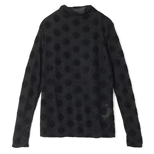 【プレインピープル/PLAIN PEOPLE】のドットジャージハイネックTシャツ インテリア・キッズ・メンズ・レディースファッション・服の通販 founy(ファニー) ファッション Fashion レディースファッション Fashion for Women トップス・カットソー Cut & Sew Tops シャツ・ブラウス・オフィスカジュアル Elegant Blouses & Button-Ups ロングTシャツ・Tシャツ Longline T-Shirts & Tees インナー Innerwear シアー Sheer, See-Through ドット Polka Dot, Dot Pattern 洗える Machine Washable チャコールグレー|ID: prp329100004763742 ipo3291000000034484748