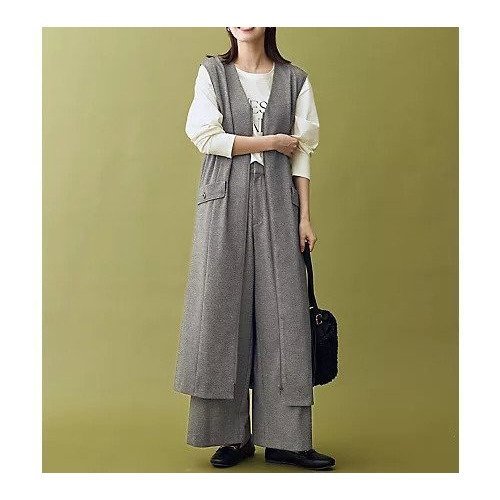 【エニー/ANY】の【2WAY/セットアップ可】ライトツイードジャンパースカート インテリア・キッズ・メンズ・レディースファッション・服の通販 founy(ファニー) 　ファッション　Fashion　レディースファッション　Fashion for Women　セットアップ　Matching Sets　スカート・ミニ/ミディ/マキシ　Skirts / Mini, Midi & Maxi Skirts　インナー　Innerwear　セットアップ　Set-Up, Coordinated Outfit　ツイード　Twill, Twill Weave　トレンド　Trend, Trending Now　ボトム　Bottoms, Lower Wear　ポケット　Pocket, Pocket Detail　ロング　Long, Long-Length　ワイド　Wide, Wide Fit　洗える　Machine Washable　A/W・秋冬　Autumn/Winter　グレー|ID: prp329100004764695 ipo3291000000034494689