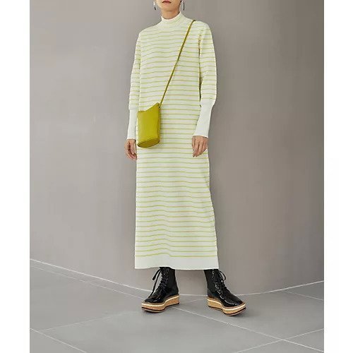 【スタイルデリ/STYLE DELI】の立体ボーダーニットワンピース インテリア・キッズ・メンズ・レディースファッション・服の通販 founy(ファニー) 　ファッション　Fashion　レディースファッション　Fashion for Women　ワンピース　Dresses　ニットワンピース　Knit Dresses　イエロー　Yellow　ギャザー　Gathered, Ruffled　スリット　Slit, Slit Detail　センター　Center, Center Line　バランス　Balance, Style Balance　ボーダー　Border, Stripe　ポケット　Pocket, Pocket Detail　ミックス　Mix, Mixed Style　ループ　Loop, Loop Knit　A/W・秋冬　Autumn/Winter　アイボリーミックス|ID: prp329100004765869 ipo3291000000034504790