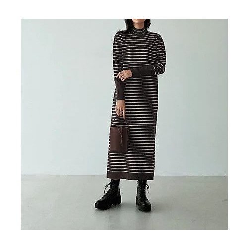 【スタイルデリ/STYLE DELI】の立体ボーダーニットワンピース 人気、トレンドファッション・服の通販 founy(ファニー) 　ファッション　Fashion　レディースファッション　Fashion for Women　ワンピース　Dresses　ニットワンピース　Knit Dresses　イエロー　Yellow　ギャザー　Gathered, Ruffled　スリット　Slit, Slit Detail　センター　Center, Center Line　バランス　Balance, Style Balance　ボーダー　Border, Stripe　ポケット　Pocket, Pocket Detail　ミックス　Mix, Mixed Style　ループ　Loop, Loop Knit　A/W・秋冬　Autumn/Winter　other-2|ID: prp329100004765869 ipo3291000000034504791