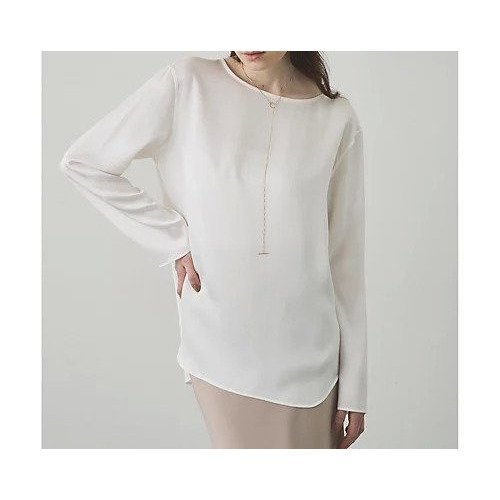 【ウィムガゼット/Whim Gazette】の【Drawing Numbers】サテンボートブラウス 人気、トレンドファッション・服の通販 founy(ファニー) 　ファッション　Fashion　レディースファッション　Fashion for Women　トップス・カットソー　Cut & Sew Tops　シャツ・ブラウス・オフィスカジュアル　Elegant Blouses & Button-Ups　おすすめ　Recommended / Our Picks　エレガント 上品　Elegant　サテン　Satin, Glossy Fabric　シルク　Silk, 100% Silk　シンプル　Simple, Minimal　スウェット / スエット　Sweatshirt, Sweatwear　ストレート　Straight, Straight Cut　デコルテ　Décolleté, Neckline　ラウンド　Round, Round Neck　ワイド　Wide, Wide Fit　定番　Standard, Basic Item　other-2|ID: prp329100004767368 ipo3291000000034525246