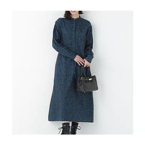 【ヒューマンウーマン/HUMAN WOMAN】のプチフラワープリントブラウジングバンドカラーワンピース 人気、トレンドファッション・服の通販 founy(ファニー) 　ファッション　Fashion　レディースファッション　Fashion for Women　ワンピース　Dresses　おすすめ　Recommended / Our Picks　ジャケット　Jacket, Outerwear　スタンダード　Standard, Basic　ブラウジング　Blouson Silhouette, Cinched Waist　プリント　Print, Printed Pattern　ロング　Long, Long-Length　エレガント 上品　Elegant　秋　Autumn　 other-1|ID: prp329100004767369 ipo3291000000034525255