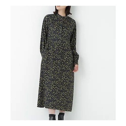 【ヒューマンウーマン/HUMAN WOMAN】のプチフラワープリントブラウジングバンドカラーワンピース 人気、トレンドファッション・服の通販 founy(ファニー) 　ファッション　Fashion　レディースファッション　Fashion for Women　ワンピース　Dresses　おすすめ　Recommended / Our Picks　ジャケット　Jacket, Outerwear　スタンダード　Standard, Basic　ブラウジング　Blouson Silhouette, Cinched Waist　プリント　Print, Printed Pattern　ロング　Long, Long-Length　エレガント 上品　Elegant　秋　Autumn　 other-1|ID: prp329100004767369 ipo3291000000034979381