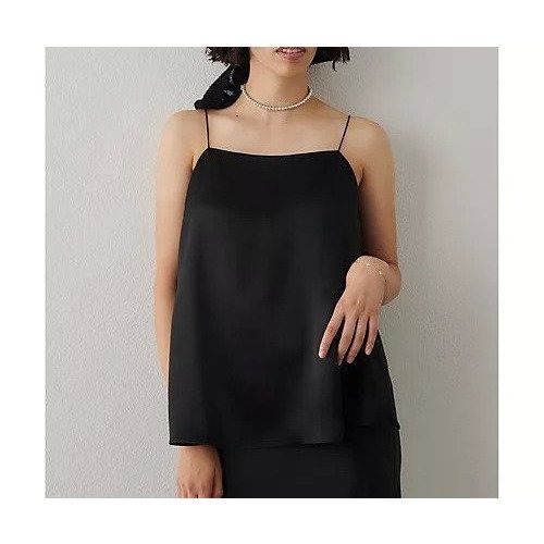 【ウィムガゼット/Whim Gazette】のサテンキャミソール インテリア・キッズ・メンズ・レディースファッション・服の通販 founy(ファニー) 　ファッション　Fashion　レディースファッション　Fashion for Women　トップス・カットソー　Cut & Sew Tops　キャミソール&ノースリーブ　Camisoles & Sleeveless Tops　エレガント 上品　Elegant　キャミソール　Camisole, Spaghetti Strap Top　吸水　Absorbent, Quick-Dry　サテン　Satin, Glossy Fabric　スクエア　Square, Square Shape　セットアップ　Set-Up, Coordinated Outfit　おすすめ　Recommended / Our Picks　2025年　2025　2025-2026秋冬・A/W　Autumn/Winter 2025–26 AW25–26　ブラック|ID: prp329100004767372 ipo3291000000034525288