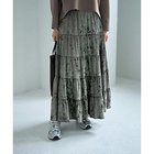 【スタイルデリ/STYLE DELI】の5段ティアードベロアスカート モスグリーン|ID: prp329100004768368 ipo3291000000034536412