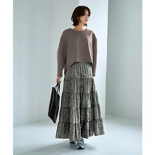 【スタイルデリ/STYLE DELI】の5段ティアードベロアスカート 人気、トレンドファッション・服の通販 founy(ファニー) 　ファッション　Fashion　レディースファッション　Fashion for Women　スカート　Skirts　イエロー　Yellow　クラッシュ　Distressed, Crashed Style　スリット　Slit, Slit Detail　ティアード　Tiered, Tiered Style　ティアードスカート　Tiered Skirt, Flounced Skirt　定番　Standard, Basic Item　フレア　Flare, Flared　ベロア　Velour, Soft Velvet　ポケット　Pocket, Pocket Detail　ループ　Loop, Loop Knit　ロング　Long, Long-Length　冬　Winter / This Winter　A/W・秋冬　Autumn/Winter　other-2|ID: prp329100004768368 ipo3291000000034536414