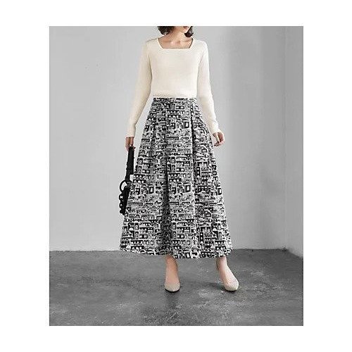 【スタイルデリ/STYLE DELI】の【LUXE】ジャガード2トーンシティ柄フレアスカート 人気、トレンドファッション・服の通販 founy(ファニー) 　ファッション　Fashion　レディースファッション　Fashion for Women　スカート　Skirts　Aライン・フレアスカート　A-Line & Flared Skirts　ダメージ　Distressed, Destroyed　フレア　Flare, Flared　プリント　Print, Printed Pattern　ポケット　Pocket, Pocket Detail　おすすめ　Recommended / Our Picks　夏　Summer　other-2|ID: prp329100004769253 ipo3291000000034543923