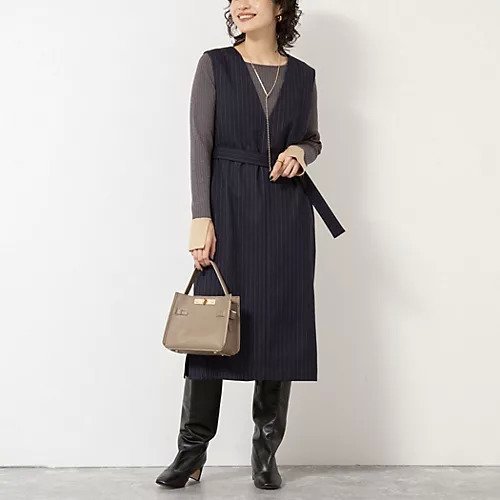 【ノーリーズソフィー/NOLLEY'S sophi】のウォッシャブルベルト付きジャンスカ インテリア・キッズ・メンズ・レディースファッション・服の通販 founy(ファニー) 　ファッション　Fashion　レディースファッション　Fashion for Women　ベルト&ウエストマーク　Belts & Waist Accessories　2025年　2025　2025-2026秋冬・A/W　Autumn/Winter 2025–26 AW25–26　インナー　Innerwear　ウォーム　Warm Fabric　カットソー　Cut and Sewn Top　ストライプ　Stripe, Striped Pattern　ハイネック　High Neck, Mock Neck　ロング　Long, Long-Length　ネイビー系1|ID: prp329100004769372 ipo3291000000034544950