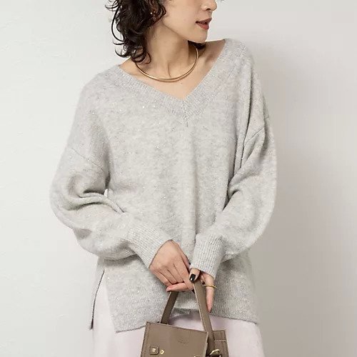 【ノーリーズソフィー/NOLLEY'S sophi】の《手洗い可能》モヘヤスパンコールVネックプルオーバー 人気、トレンドファッション・服の通販 founy(ファニー) 　ファッション　Fashion　レディースファッション　Fashion for Women　トップス・カットソー　Cut & Sew Tops　カジュアルプルオーバー・ニットトップス　Pullovers & Knit Tops / Casual Pullovers　Vネックトップス　V-Neck Tops / V-Cut Neckline Shirts　2025年　2025　2025-2026秋冬・A/W　Autumn/Winter 2025–26 AW25–26　スパンコール　Sequins, Sequin Embellishment　デニム　Denim, Jeans Material　フレア　Flare, Flared　ホリデーシーズン　Holiday Season　エレガント 上品　Elegant　人気　Popular, Best Seller　other-2|ID: prp329100004770135 ipo3291000000034554633