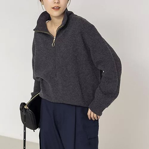 【リエミラー/Rie Miller】の《手洗い可能》ハーフZIPプルオーバー インテリア・キッズ・メンズ・レディースファッション・服の通販 founy(ファニー) ファッション Fashion レディースファッション Fashion for Women トップス・カットソー Cut & Sew Tops カジュアルプルオーバー・ニットトップス Pullovers & Knit Tops / Casual Pullovers 2025年 2025 2025-2026秋冬・A/W Autumn/Winter 2025–26 AW25–26 スキッパー Skipper, Open Collar ハイネック High Neck, Mock Neck ハーフ Half, Half-Length チャコールグレー|ID: prp329100004770140 ipo3291000000034554673