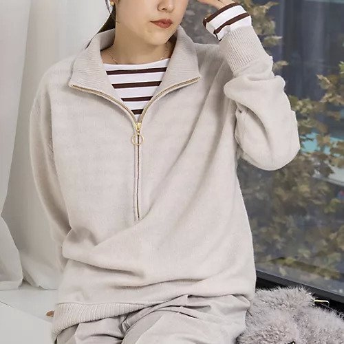 【リエミラー/Rie Miller】の《手洗い可能》ハーフZIPプルオーバー インテリア・キッズ・メンズ・レディースファッション・服の通販 founy(ファニー) ファッション Fashion レディースファッション Fashion for Women トップス・カットソー Cut & Sew Tops カジュアルプルオーバー・ニットトップス Pullovers & Knit Tops / Casual Pullovers 2025年 2025 2025-2026秋冬・A/W Autumn/Winter 2025–26 AW25–26 スキッパー Skipper, Open Collar ハイネック High Neck, Mock Neck ハーフ Half, Half-Length ベージュ|ID: prp329100004770140 ipo3291000000034554677