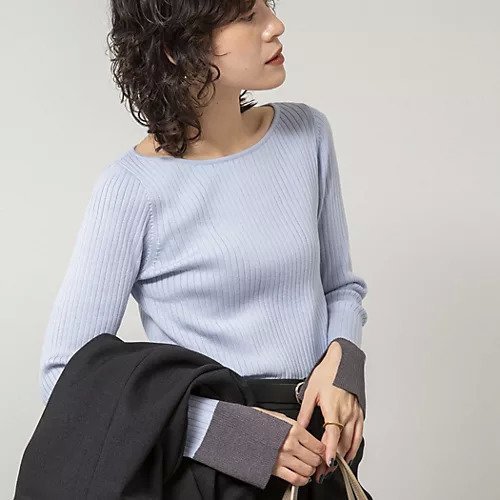 【ノーリーズソフィー/NOLLEY'S sophi】の《手洗い可能》ウール混ワイドリブ袖口配色プルオーバー インテリア・キッズ・メンズ・レディースファッション・服の通販 founy(ファニー) ファッション Fashion レディースファッション Fashion for Women トップス・カットソー Cut & Sew Tops カジュアルプルオーバー・ニットトップス Pullovers & Knit Tops / Casual Pullovers 2025年 2025 2025-2026秋冬・A/W Autumn/Winter 2025–26 AW25–26 シンプル Simple, Minimal スリット Slit, Slit Detail ワイドリブ Wide Rib, Wide Ribbed Knit サックス|ID: prp329100004770142 ipo3291000000034554693