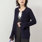 【ノーリーズソフィー/NOLLEY'S sophi】の《手洗い可能》モヘヤ混片畦ミディ丈Cネックカーディガン ネイビー|ID: prp329100004770145 ipo3291000000034554725