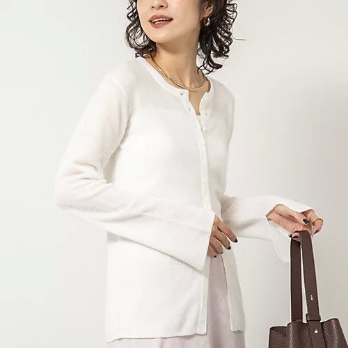 【ノーリーズソフィー/NOLLEY'S sophi】の《手洗い可能》モヘヤ混片畦ミディ丈Cネックカーディガン インテリア・キッズ・メンズ・レディースファッション・服の通販 founy(ファニー) 　ファッション　Fashion　レディースファッション　Fashion for Women　トップス・カットソー　Cut & Sew Tops　カーディガン・羽織り　Layered Style Cardigans　2025年　2025　2025-2026秋冬・A/W　Autumn/Winter 2025–26 AW25–26　カーディガン　Cardigan, Knitwear　コンパクト　Compact, Small Size　シンプル　Simple, Minimal　バランス　Balance, Style Balance　ボトム　Bottoms, Lower Wear　畦　Ribbed Knit　ホワイト|ID: prp329100004770145 ipo3291000000034554727