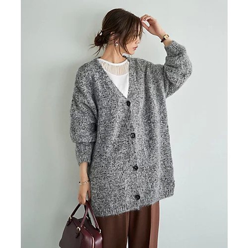 【スタイルデリ/STYLE DELI】のモヘア風ミックスニットゆったりカーディガン インテリア・キッズ・メンズ・レディースファッション・服の通販 founy(ファニー) 　ファッション　Fashion　レディースファッション　Fashion for Women　トップス・カットソー　Cut & Sew Tops　ニット　Knit Tops & Sweaters　カーディガン・羽織り　Layered Style Cardigans　オレンジ　Orange　カーディガン　Cardigan, Knitwear　軽量　Lightweight, Ultra Light　ストレート　Straight, Straight Cut　スリット　Slit, Slit Detail　長袖　Long Sleeve, Full Sleeve　フォルム　Silhouette, Form　ブロッキング　Color Blocking, Panel Design　ポケット　Pocket, Pocket Detail　マーブル　Marble, Marble Pattern　ミックス　Mix, Mixed Style　モノトーン　Monotone, Black and White　冬　Winter / This Winter　グレーミックス|ID: prp329100004774340 ipo3291000000034604542