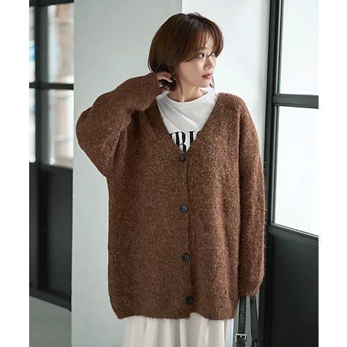 【スタイルデリ/STYLE DELI】のモヘア風ミックスニットゆったりカーディガン インテリア・キッズ・メンズ・レディースファッション・服の通販 founy(ファニー) 　ファッション　Fashion　レディースファッション　Fashion for Women　トップス・カットソー　Cut & Sew Tops　ニット　Knit Tops & Sweaters　カーディガン・羽織り　Layered Style Cardigans　オレンジ　Orange　カーディガン　Cardigan, Knitwear　軽量　Lightweight, Ultra Light　ストレート　Straight, Straight Cut　スリット　Slit, Slit Detail　長袖　Long Sleeve, Full Sleeve　フォルム　Silhouette, Form　ブロッキング　Color Blocking, Panel Design　ポケット　Pocket, Pocket Detail　マーブル　Marble, Marble Pattern　ミックス　Mix, Mixed Style　モノトーン　Monotone, Black and White　冬　Winter / This Winter　ブラウンミックス|ID: prp329100004774340 ipo3291000000036047230