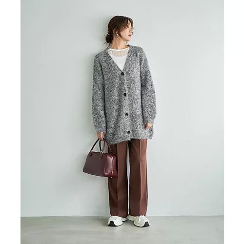 【スタイルデリ/STYLE DELI】のモヘア風ミックスニットゆったりカーディガン 人気、トレンドファッション・服の通販 founy(ファニー) 　ファッション　Fashion　レディースファッション　Fashion for Women　トップス・カットソー　Cut & Sew Tops　ニット　Knit Tops & Sweaters　カーディガン・羽織り　Layered Style Cardigans　オレンジ　Orange　カーディガン　Cardigan, Knitwear　軽量　Lightweight, Ultra Light　ストレート　Straight, Straight Cut　スリット　Slit, Slit Detail　長袖　Long Sleeve, Full Sleeve　フォルム　Silhouette, Form　ブロッキング　Color Blocking, Panel Design　ポケット　Pocket, Pocket Detail　マーブル　Marble, Marble Pattern　ミックス　Mix, Mixed Style　モノトーン　Monotone, Black and White　冬　Winter / This Winter　other-2|ID: prp329100004774340 ipo3291000000036047235