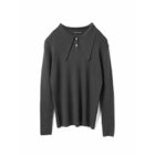 【ミズイロ インド/mizuiro ind】のロングカラーニットポロ チャコールグレー|ID: prp329100004775607 ipo3291000000035307208