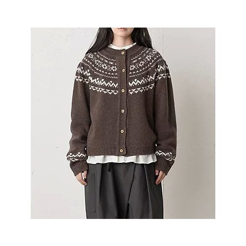 【ミディウミ/MidiUmi】のノルディックニットカーディガン インテリア・キッズ・メンズ・レディースファッション・服の通販 founy(ファニー) ファッション Fashion レディースファッション Fashion for Women トップス・カットソー Cut & Sew Tops ニット Knit Tops & Sweaters カーディガン・羽織り Layered Style Cardigans ウッド Wooden Design デニム Denim, Jeans Material 冬 Winter / This Winter 手編み Hand-Knitted, Handmade Knit ブラウン|ID: prp329100004775624 ipo3291000000034617505