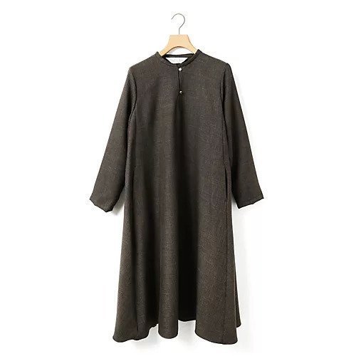 【ミディウミ/MidiUmi】のプレンティースキッパーワンピース インテリア・キッズ・メンズ・レディースファッション・服の通販 founy(ファニー) 　ファッション　Fashion　レディースファッション　Fashion for Women　ワンピース　Dresses　スタンド　Stand Collar, Upright Stand　ツイード　Twill, Twill Weave　フレア　Flare, Flared　エレガント 上品　Elegant　人気　Popular, Best Seller　ブラウン|ID: prp329100004775633 ipo3291000000034618326