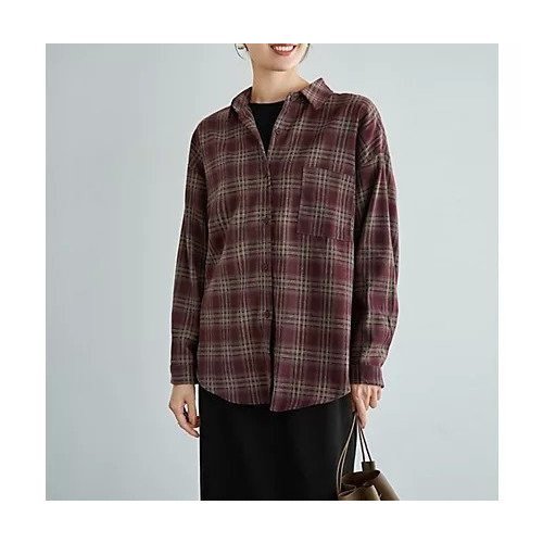 【スタイルデリ/STYLE DELI】のぼかし織りチェック柄シャツ インテリア・キッズ・メンズ・レディースファッション・服の通販 founy(ファニー) 　ファッション　Fashion　レディースファッション　Fashion for Women　トップス・カットソー　Cut & Sew Tops　シャツ・ブラウス・オフィスカジュアル　Elegant Blouses & Button-Ups　カフス　Cuff Design　ストレート　Straight, Straight Cut　スリット　Slit, Slit Detail　チェック　Check, Plaid, Tartan　なめらか　Smooth, Silky Texture　ネップ　Nepp, Slub Yarn　長袖　Long Sleeve, Full Sleeve　フォルム　Silhouette, Form　フロント　Front, Front Design　プリント　Print, Printed Pattern　ポケット　Pocket, Pocket Detail　ラウンド　Round, Round Neck　冬　Winter / This Winter　ワイン|ID: prp329100004776506 ipo3291000000034627184