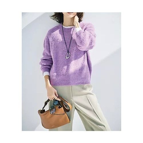 【エムセブンデイズ/M7days】のモヘア混ふわ軽コンパクトニット 人気、トレンドファッション・服の通販 founy(ファニー) 　ファッション　Fashion　レディースファッション　Fashion for Women　トップス・カットソー　Cut & Sew Tops　ニット　Knit Tops & Sweaters　おすすめ　Recommended / Our Picks　なめらか　Smooth, Silky Texture　コンパクト　Compact, Small Size　ショート　Short, Short Length　トレンド　Trend, Trending Now　ラベンダー　Lavender　other-2|ID: prp329100004778789 ipo3291000000036045957