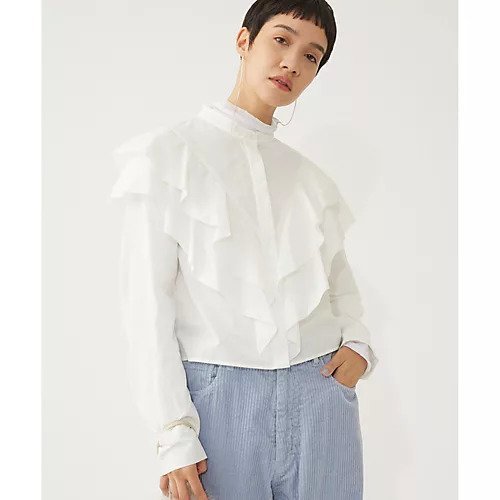 【ウィムガゼット/Whim Gazette】の【THE PAUSE】フリルショートシャツ 人気、トレンドファッション・服の通販 founy(ファニー) ファッション Fashion レディースファッション Fashion for Women トップス・カットソー Cut & Sew Tops シャツ・ブラウス・オフィスカジュアル Elegant Blouses & Button-Ups ヴィンテージ Vintage Style グラデーション Gradient, Ombre コンパクト Compact, Small Size スタンド Stand Collar, Upright Stand トレンド Trend, Trending Now フリル Frill, Ruffle フロント Front, Front Design ワーク Workwear, Utility Style 2025年 2025 2025-2026秋冬・A/W Autumn/Winter 2025–26 AW25–26 other-3|ID: prp329100004779380 ipo3291000000034664141