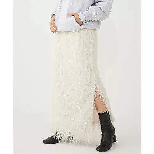【ウィムガゼット/Whim Gazette】の【THE PAUSE】ラメフリンジスカート インテリア・キッズ・メンズ・レディースファッション・服の通販 founy(ファニー) 　ファッション　Fashion　レディースファッション　Fashion for Women　スカート　Skirts　ヴィンテージ　Vintage Style　グラデーション　Gradient, Ombre　サテン　Satin, Glossy Fabric　シンプル　Simple, Minimal　ストレッチ　Stretch, Stretchy Fabric　スリット　Slit, Slit Detail　フリンジ　Fringe, Tassel　ワーク　Workwear, Utility Style　2025年　2025　2025-2026秋冬・A/W　Autumn/Winter 2025–26 AW25–26　アイボリー|ID: prp329100004779386 ipo3291000000034664173