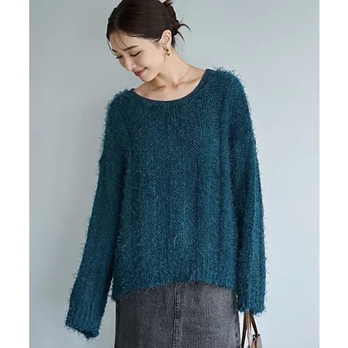 【スタイルデリ/STYLE DELI】のストライプ編みデコルテ開きシャギーニット 人気、トレンドファッション・服の通販 founy(ファニー) 　ファッション　Fashion　レディースファッション　Fashion for Women　トップス・カットソー　Cut & Sew Tops　ニット　Knit Tops & Sweaters　ストライプ　Stripe, Striped Pattern　ストレート　Straight, Straight Cut　スリット　Slit, Slit Detail　デコルテ　Décolleté, Neckline　長袖　Long Sleeve, Full Sleeve　ワイド　Wide, Wide Fit　冬　Winter / This Winter　 other-1|ID: prp329100004779949 ipo3291000000034673892