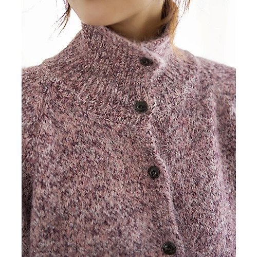 【スタイルデリ/STYLE DELI】のボタン開きスタンドネックMIXニット 人気、トレンドファッション・服の通販 founy(ファニー) 　ファッション　Fashion　レディースファッション　Fashion for Women　トップス・カットソー　Cut & Sew Tops　ニット　Knit Tops & Sweaters　イエロー　Yellow　軽量　Lightweight, Ultra Light　スクエア　Square, Square Shape　スタンド　Stand Collar, Upright Stand　ストレート　Straight, Straight Cut　スリット　Slit, Slit Detail　タートル　Turtleneck, Turtle Collar　タートルネック　Turtleneck, High Neck　長袖　Long Sleeve, Full Sleeve　フォルム　Silhouette, Form　フロント　Front, Front Design　ベーシック　Basic, Essential　ポケット　Pocket, Pocket Detail　ミックス　Mix, Mixed Style　ローズ　Rose, Rose Motif　other-3|ID: prp329100004780054 ipo3291000000034674744