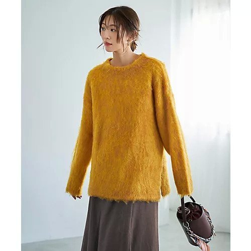 【スタイルデリ/STYLE DELI】の【LUXE】ふわふわ毛起こしブークレプルオーバー インテリア・キッズ・メンズ・レディースファッション・服の通販 founy(ファニー) 　ファッション　Fashion　レディースファッション　Fashion for Women　トップス・カットソー　Cut & Sew Tops　カジュアルプルオーバー・ニットトップス　Pullovers & Knit Tops / Casual Pullovers　イエロー　Yellow　エアリー　Airy Texture　オレンジ　Orange　カットソー　Cut and Sewn Top　ジャケット　Jacket, Outerwear　ストレート　Straight, Straight Cut　スリット　Slit, Slit Detail　長袖　Long Sleeve, Full Sleeve　パターン　Pattern, Design Print　フォルム　Silhouette, Form　ボトルネック　Bottle Neck, Mock Neck　ポケット　Pocket, Pocket Detail　ライダース　Riders　ラグジュアリー　Luxury, Elegant　おすすめ　Recommended / Our Picks　マンゴー|ID: prp329100004780055 ipo3291000000036048642