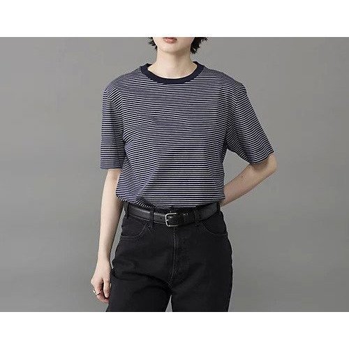 【スローン/SLOANE】の72/2コットン天竺 マイクロボーダーTシャツ インテリア・キッズ・メンズ・レディースファッション・服の通販 founy(ファニー) ファッション Fashion レディースファッション Fashion for Women トップス・カットソー Cut & Sew Tops シャツ・ブラウス・オフィスカジュアル Elegant Blouses & Button-Ups ロングTシャツ・Tシャツ Longline T-Shirts & Tees ギフト プレゼント Gift / Present バランス Balance, Style Balance ボーダー Border, Stripe ネイビー×細ホワイト|ID: prp329100004780659 ipo3291000000034684526