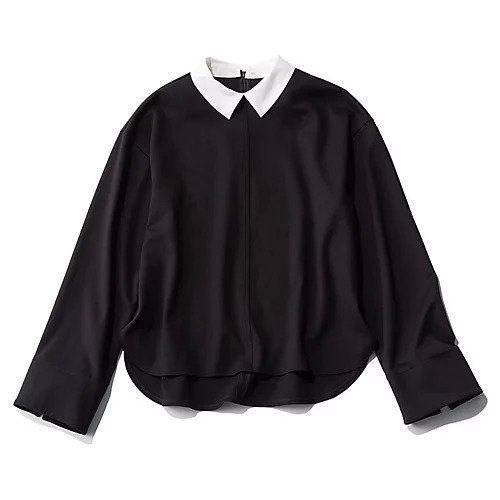 【エムセブンデイズ/M7days】の襟つき2WAYトップス インテリア・キッズ・メンズ・レディースファッション・服の通販 founy(ファニー) 　ファッション　Fashion　レディースファッション　Fashion for Women　トップス・カットソー　Cut & Sew Tops　洗える　Machine Washable　カットソー　Cut and Sewn Top　シルケット　Silket, Silky Cotton　シンプル　Simple, Minimal　ストレッチ　Stretch, Stretchy Fabric　なめらか　Smooth, Silky Texture　バランス　Balance, Style Balance　エレガント 上品　Elegant　ビジネス 仕事 通勤　Business / Work / Commuting　ブラック|ID: prp329100004780668 ipo3291000000036047976