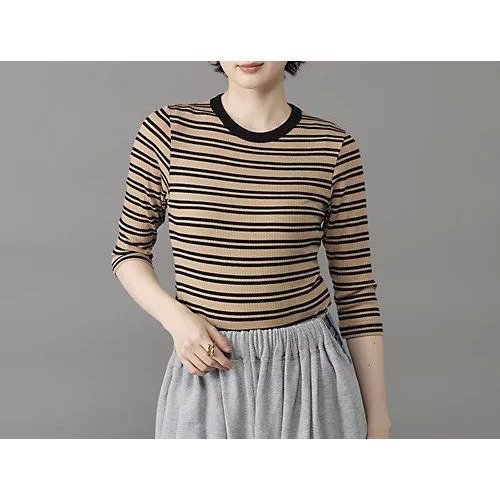 【スローン/SLOANE】のベアテレコ ボーダー5分袖クルーネック 人気、トレンドファッション・服の通販 founy(ファニー) ファッション Fashion レディースファッション Fashion for Women トップス・カットソー Cut & Sew Tops シルク Silk, 100% Silk ストレッチ Stretch, Stretchy Fabric テレコ Ribbed, Rib Stitch ボーダー Border, Stripe other-1|ID: prp329100004780680 ipo3291000000034684689