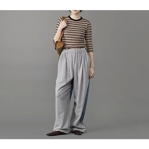 【スローン/SLOANE】のベアテレコ ボーダー5分袖クルーネック 人気、トレンドファッション・服の通販 founy(ファニー) 　ファッション　Fashion　レディースファッション　Fashion for Women　トップス・カットソー　Cut & Sew Tops　シルク　Silk, 100% Silk　ストレッチ　Stretch, Stretchy Fabric　テレコ　Ribbed, Rib Stitch　ボーダー　Border, Stripe　other-2|ID: prp329100004780680 ipo3291000000036146632