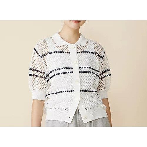 【アダワス/ADAWAS】のMESH POLO-CARDIGAN インテリア・キッズ・メンズ・レディースファッション・服の通販 founy(ファニー) ファッション Fashion レディースファッション Fashion for Women トップス・カットソー Cut & Sew Tops カーディガン・羽織り Layered Style Cardigans ボーダー Border, Stripe メッシュ Mesh, Net Fabric ランダム Random, Irregular 人気 Popular, Best Seller 羽織 Haori, Light Jacket MILK|ID: prp329100004780704 ipo3291000000034684851