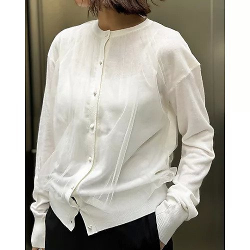 【イーバイエクラ/E by eclat】の大人チュールカーディガン 人気、トレンドファッション・服の通販 founy(ファニー) 　ファッション　Fashion　レディースファッション　Fashion for Women　トップス・カットソー　Cut & Sew Tops　カーディガン・羽織り　Layered Style Cardigans　カーディガン　Cardigan, Knitwear　ギャザー　Gathered, Ruffled　チュール　Tulip, Tulip Motif　エレガント 上品　Elegant　春　Spring　洗える　Machine Washable　other-3|ID: prp329100004780706 ipo3291000000034982068