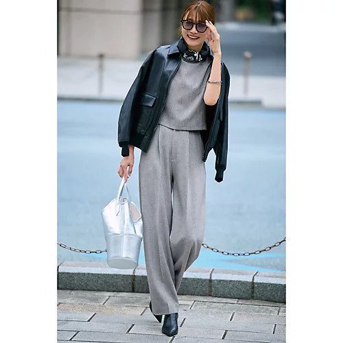 【エムセブンデイズ/M7days】のツイード風腰高見えタックパンツ 人気、トレンドファッション・服の通販 founy(ファニー) 　ファッション　Fashion　レディースファッション　Fashion for Women　パンツ　Pants & Trousers　ツイード　Twill, Twill Weave　ベスト　Vest, Waistcoat　ワイド　Wide, Wide Fit　エレガント 上品　Elegant　人気　Popular, Best Seller　洗える　Machine Washable　other-3|ID: prp329100004780728 ipo3291000000034982073