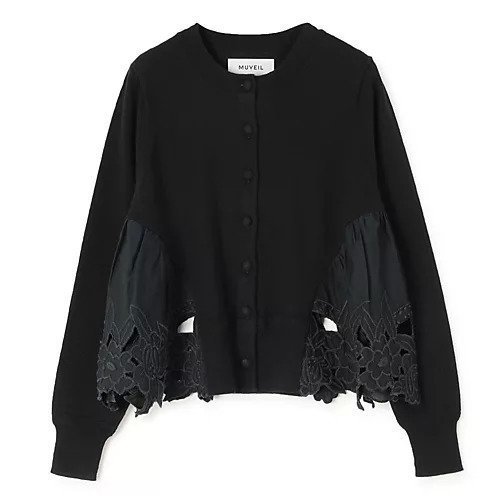 【ミュベール/MUVEIL】のレースカバーカーディガン インテリア・キッズ・メンズ・レディースファッション・服の通販 founy(ファニー) 　ファッション　Fashion　レディースファッション　Fashion for Women　トップス・カットソー　Cut & Sew Tops　カーディガン・羽織り　Layered Style Cardigans　2025年　2025　2025-2026秋冬・A/W　Autumn/Winter 2025–26 AW25–26　カーディガン　Cardigan, Knitwear　クラシック　Classic, Timeless Style　シンプル　Simple, Minimal　レース　Lace, Lace Fabric　ワーク　Workwear, Utility Style　black|ID: prp329100004780888 ipo3291000000034685850
