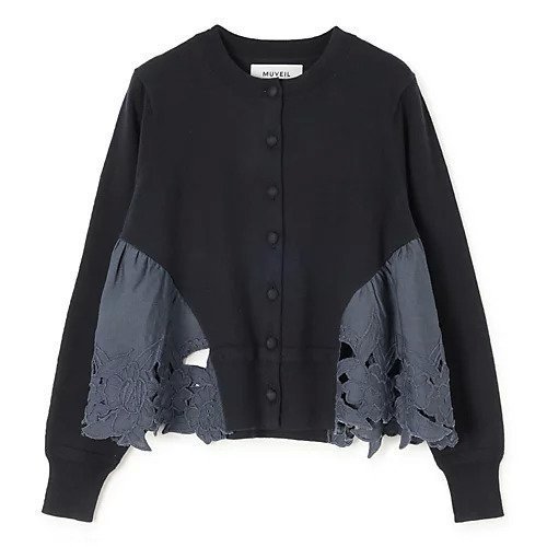 【ミュベール/MUVEIL】のレースカバーカーディガン 人気、トレンドファッション・服の通販 founy(ファニー) 　ファッション　Fashion　レディースファッション　Fashion for Women　トップス・カットソー　Cut & Sew Tops　カーディガン・羽織り　Layered Style Cardigans　2025年　2025　2025-2026秋冬・A/W　Autumn/Winter 2025–26 AW25–26　カーディガン　Cardigan, Knitwear　クラシック　Classic, Timeless Style　シンプル　Simple, Minimal　レース　Lace, Lace Fabric　ワーク　Workwear, Utility Style　 other-1|ID: prp329100004780888 ipo3291000000036164964