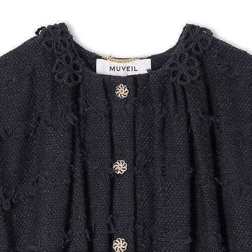 【ミュベール/MUVEIL】のフラワーモチーフツイードベストJK 人気、トレンドファッション・服の通販 founy(ファニー) 　ファッション　Fashion　レディースファッション　Fashion for Women　アウター　Coat / Outerwear Collection　トップス・カットソー　Cut & Sew Tops　ベスト&ジレ / 重ね着スタイル　Vests & Gilets　花柄・フラワープリント・モチーフ　Floral Prints & Motifs / Flower Pattern Tops　2025年　2025　2025-2026秋冬・A/W　Autumn/Winter 2025–26 AW25–26　ギャザー　Gathered, Ruffled　ツイード　Twill, Twill Weave　フォルム　Silhouette, Form　フラワー　Flower, Floral　ベスト　Vest, Waistcoat　モチーフ　Motif, Design Theme　レース　Lace, Lace Fabric　other-3|ID: prp329100004780895 ipo3291000000034685883