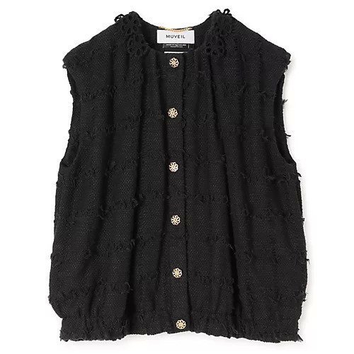 【ミュベール/MUVEIL】のフラワーモチーフツイードベストJK インテリア・キッズ・メンズ・レディースファッション・服の通販 founy(ファニー) 　ファッション　Fashion　レディースファッション　Fashion for Women　アウター　Coat / Outerwear Collection　トップス・カットソー　Cut & Sew Tops　ベスト&ジレ / 重ね着スタイル　Vests & Gilets　花柄・フラワープリント・モチーフ　Floral Prints & Motifs / Flower Pattern Tops　2025年　2025　2025-2026秋冬・A/W　Autumn/Winter 2025–26 AW25–26　ギャザー　Gathered, Ruffled　ツイード　Twill, Twill Weave　フォルム　Silhouette, Form　フラワー　Flower, Floral　ベスト　Vest, Waistcoat　モチーフ　Motif, Design Theme　レース　Lace, Lace Fabric　black|ID: prp329100004780895 ipo3291000000036164994