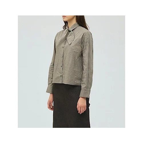 【ミズイロ インド/mizuiro ind】のチェックリボンタイシャツ 人気、トレンドファッション・服の通販 founy(ファニー) 　ファッション　Fashion　レディースファッション　Fashion for Women　トップス・カットソー　Cut & Sew Tops　シャツ・ブラウス・オフィスカジュアル　Elegant Blouses & Button-Ups　インナー　Innerwear　コンパクト　Compact, Small Size　スカーフ　Scarf, Neckwear　リボン　Ribbon, Bow　other-2|ID: prp329100004781812 ipo3291000000034694781