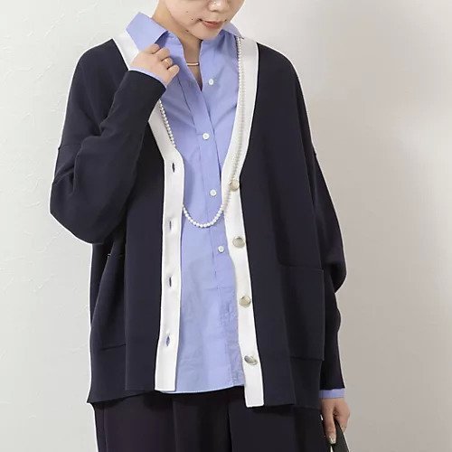 【ノーリーズソフィー/NOLLEY'S sophi】の【一部WEB限定カラー】《手洗い可能》スムース編みVネックカーディガン インテリア・キッズ・メンズ・レディースファッション・服の通販 founy(ファニー) 　ファッション　Fashion　レディースファッション　Fashion for Women　トップス・カットソー　Cut & Sew Tops　カーディガン・羽織り　Layered Style Cardigans　Vネックトップス　V-Neck Tops / V-Cut Neckline Shirts　2026年　2026　カーディガン　Cardigan, Knitwear　タートルネック　Turtleneck, High Neck　メタル　Metal, Metal Parts　ロング　Long, Long-Length　ダークネイビー|ID: prp329100004781830 ipo3291000000034694924