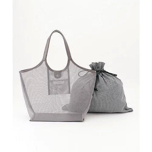 【エニー/ANY】のギンガムチェック巾着付メッシュトートバッグ インテリア・キッズ・メンズ・レディースファッション・服の通販 founy(ファニー) 　ファッション　Fashion　レディースファッション　Fashion for Women　バッグ　Bags　おすすめ　Recommended / Our Picks　ギンガム　Gingham, Gingham Fabric　チェック　Check, Plaid, Tartan　巾着　Drawstring Bag, Kinchaku　グレー|ID: prp329100004783579 ipo3291000000034716394