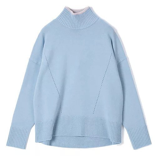 【エクラ/eclat】の【別注】襟裏カシミヤ配色ニット インテリア・キッズ・メンズ・レディースファッション・服の通販 founy(ファニー) 　ファッション　Fashion　レディースファッション　Fashion for Women　トップス・カットソー　Cut & Sew Tops　ニット　Knit Tops & Sweaters　スマート　Smart, Elegant　ラウンド　Round, Round Neck　別注　Limited Edition, Custom Order　ブルー|ID: prp329100004784118 ipo3291000000036267390