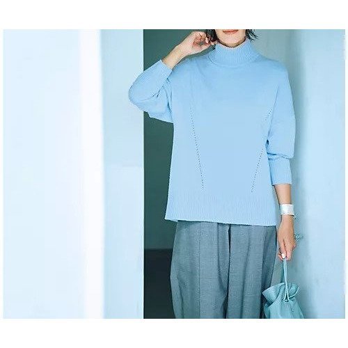 【エクラ/eclat】の【別注】襟裏カシミヤ配色ニット 人気、トレンドファッション・服の通販 founy(ファニー) 　ファッション　Fashion　レディースファッション　Fashion for Women　トップス・カットソー　Cut & Sew Tops　ニット　Knit Tops & Sweaters　スマート　Smart, Elegant　ラウンド　Round, Round Neck　別注　Limited Edition, Custom Order　other-2|ID: prp329100004784118 ipo3291000000036267391