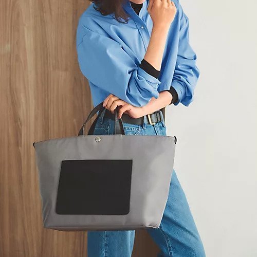 【トプカピ/TOPKAPI】の【Breath TOPKAPI sis】【WEB限定】ナイロン レザーポケット トートバッグ ショルダー付き A4 人気、トレンドファッション・服の通販 founy(ファニー) 　ファッション　Fashion　レディースファッション　Fashion for Women　バッグ　Bags　コンパクト　Compact, Small Size　軽量　Lightweight, Ultra Light　ショルダー　Shoulder, Shoulder Strap　シルバー　Silver, Metallic Silver　スタイリッシュ　Stylish, Fashionable　ポケット　Pocket, Pocket Detail　ラップ　Wrap, Wrap Design　旅行　Travel　エレガント 上品　Elegant　ビジネス 仕事 通勤　Business / Work / Commuting　other-2|ID: prp329100004784127 ipo3291000000034724326